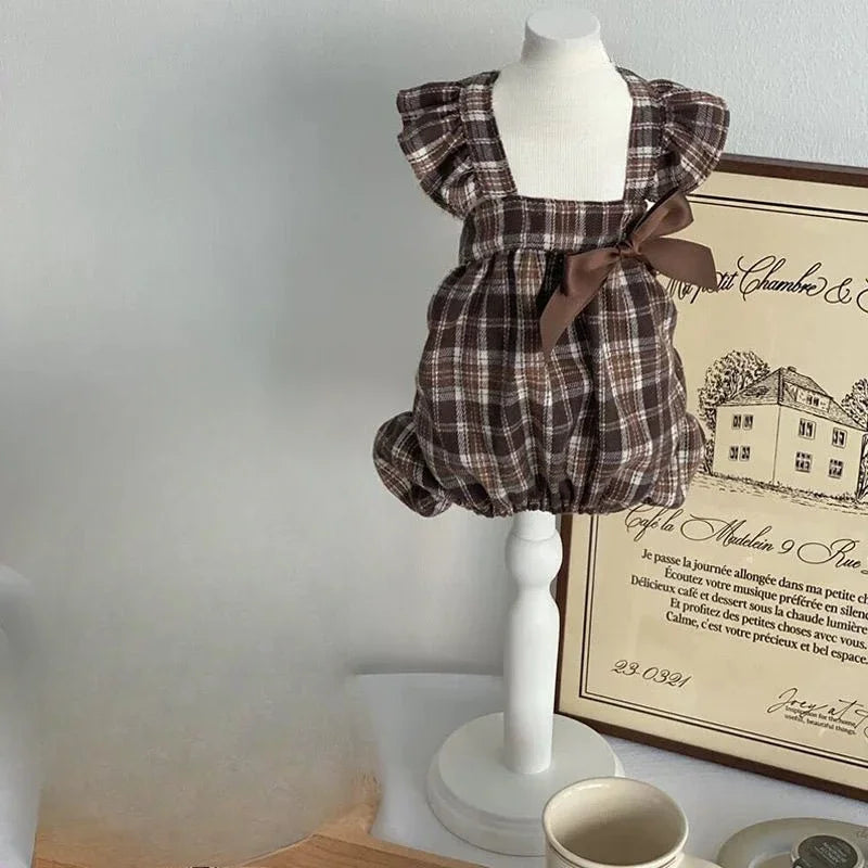 Pet Plaid Skirt- Cute Pumpkin Dog Skirt -Bow-Costumes/Apparel