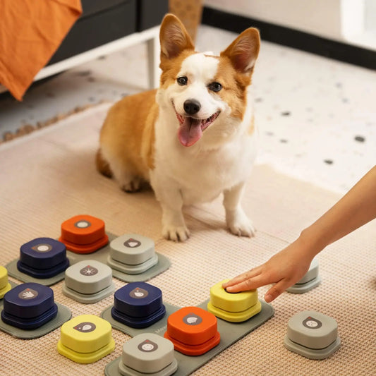 MEWOOFUN Interactive Dog Talking Buttons with Mat-Pet Communication Vocal Training- Easy To Use