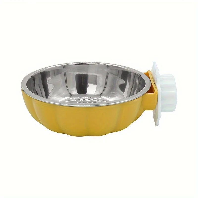 Stainless Steel Pet Bowl: A Suspended Pet Food Bowl That Can Be Moved and Lifted To Feed Food in A Pet Cage