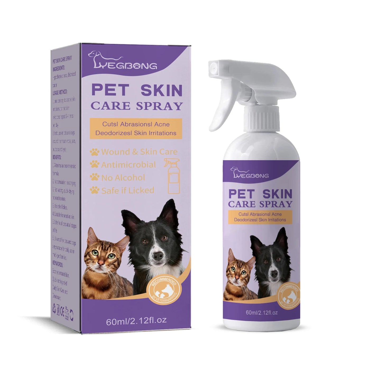 1-4PCS Pet Soothing Skin Spray for Dogs/ Cats- Relieves Itching- Removes Mites- Cleans and Protects Coat Daily Care for Pets