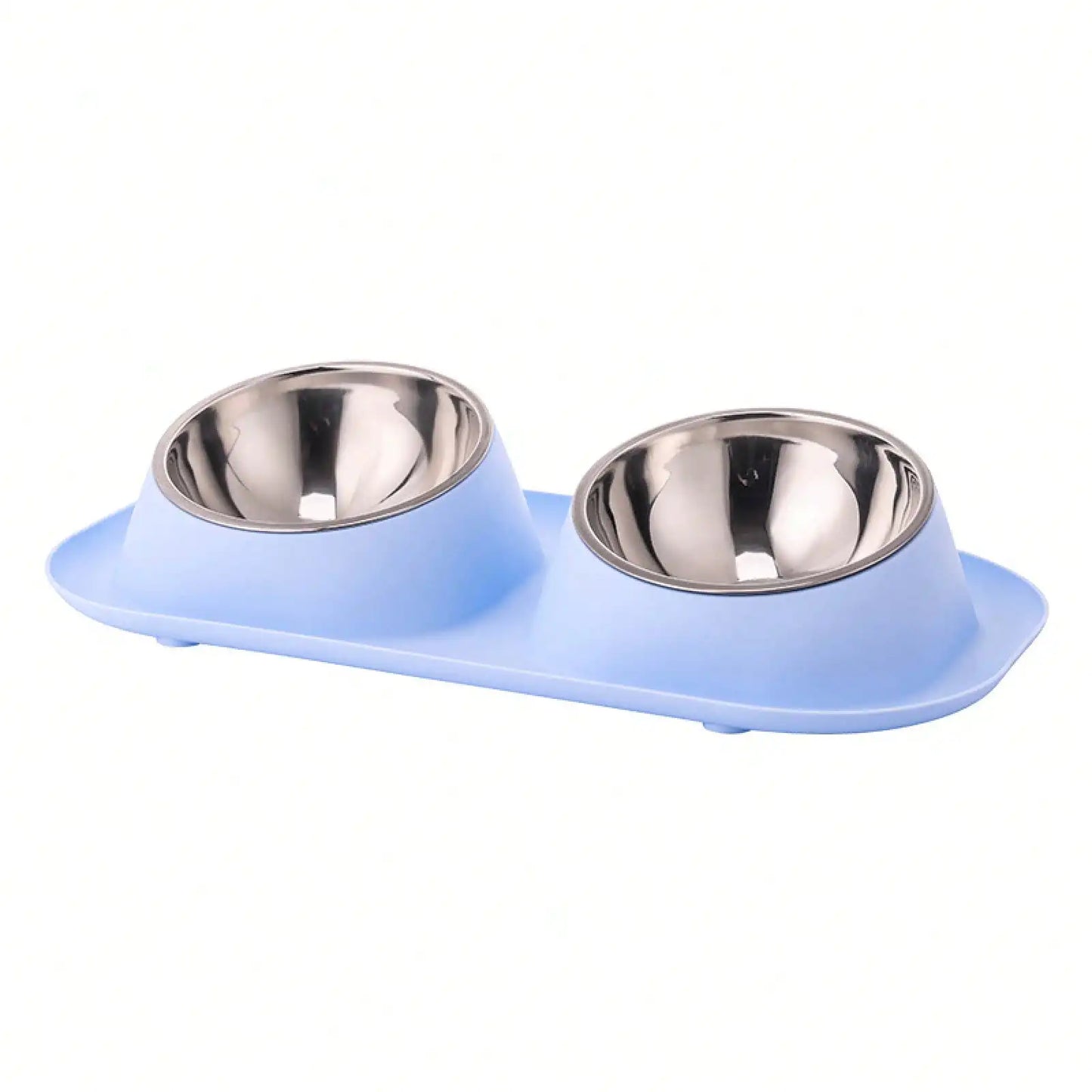 Ceramic Double Dog Bowls With Non-Slip Base – Detachable Stainless Steel- Silicone Food & Water Bowls-Anti-Spill Design- Easy To Clean-Gray-Pet Bowls/Feeding