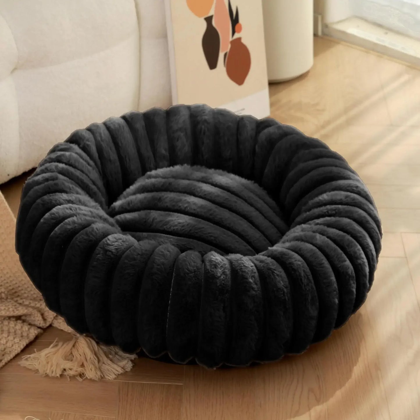 40-70cm Round Pet Bed for Dog-Super Soft Long Plush Dog Bed-House for Medium Dogs-Beds & Blankets