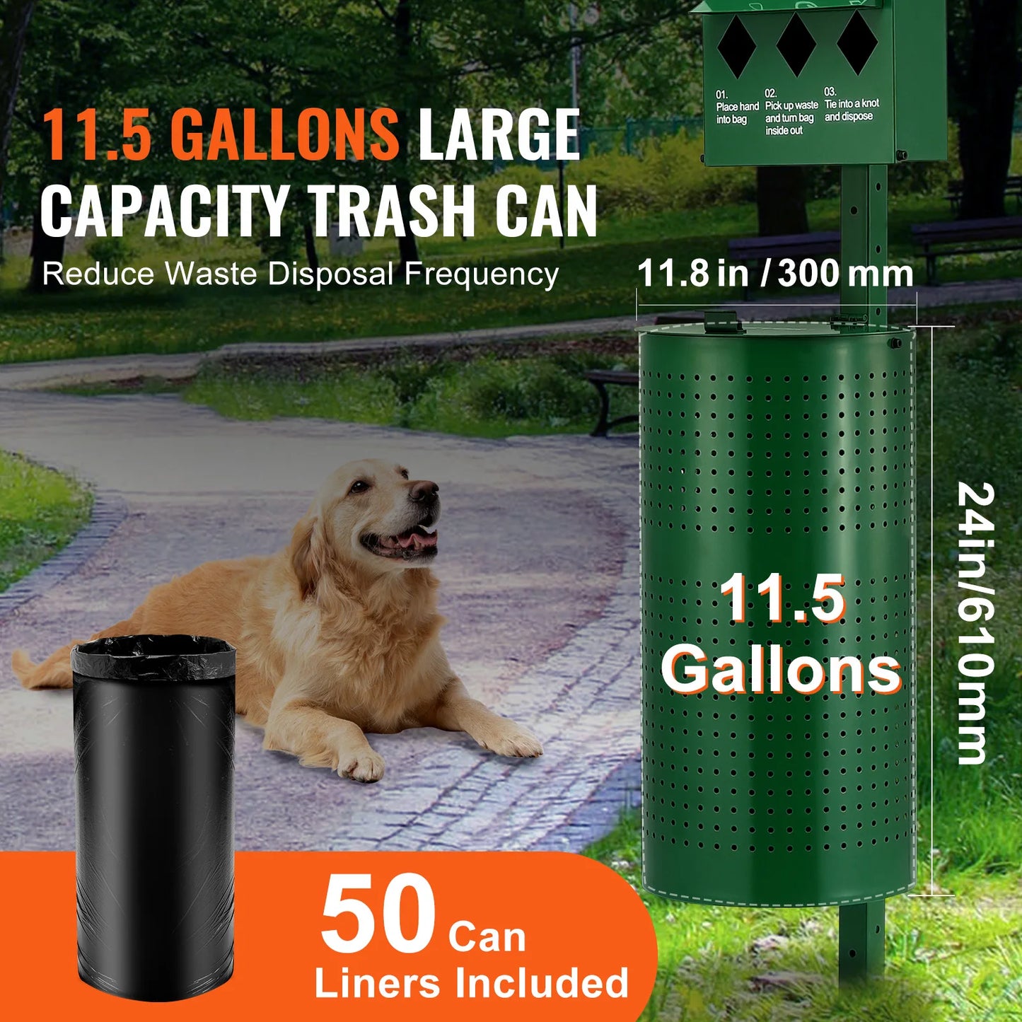 SucceBuy Dog Waste Station with Hand Wash Bottle Commercial Dog Poop Station- Bag Dispenser- Dog Waste Disposal System for Outdoor-Pet Accessories
