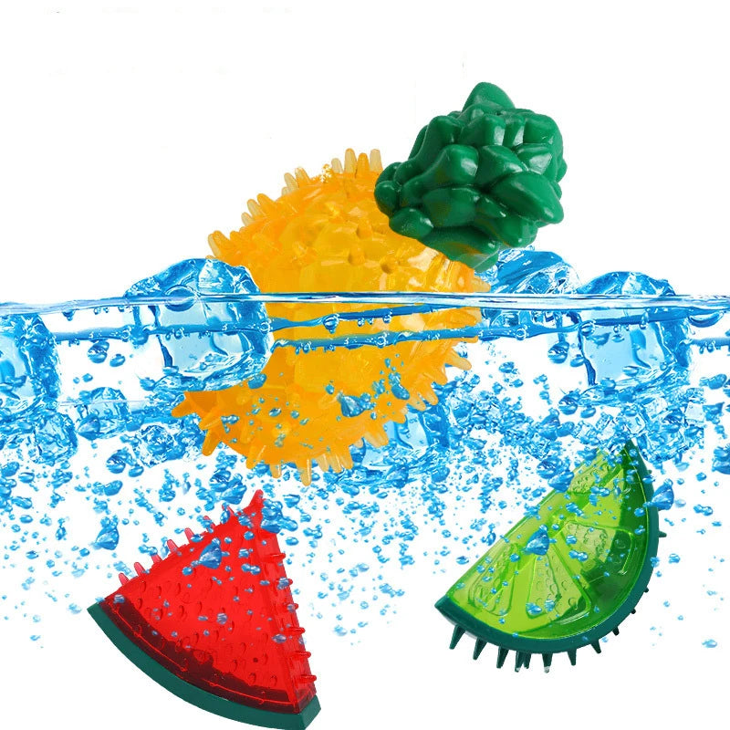 Pet Cooling Chew Toy- Reusable-Teething Summer Cooling Watermelon Pineapple Lemon -Durable Ice Frozen Fruit Shape Toys-Dog Toys