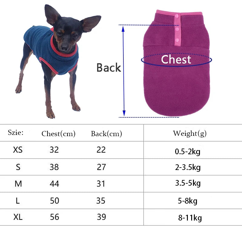 Soft Fleece Dog Clothes-Sizes XS-XL- Spring Autumn Warm- Puppy-Costumes/Apparel