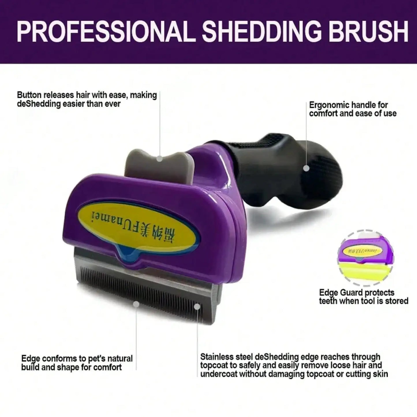 Professional Pet Shedding Brush-Hair Removal Brush- Massage Comb-For Short/Long hair Dogs-Pet Grooming