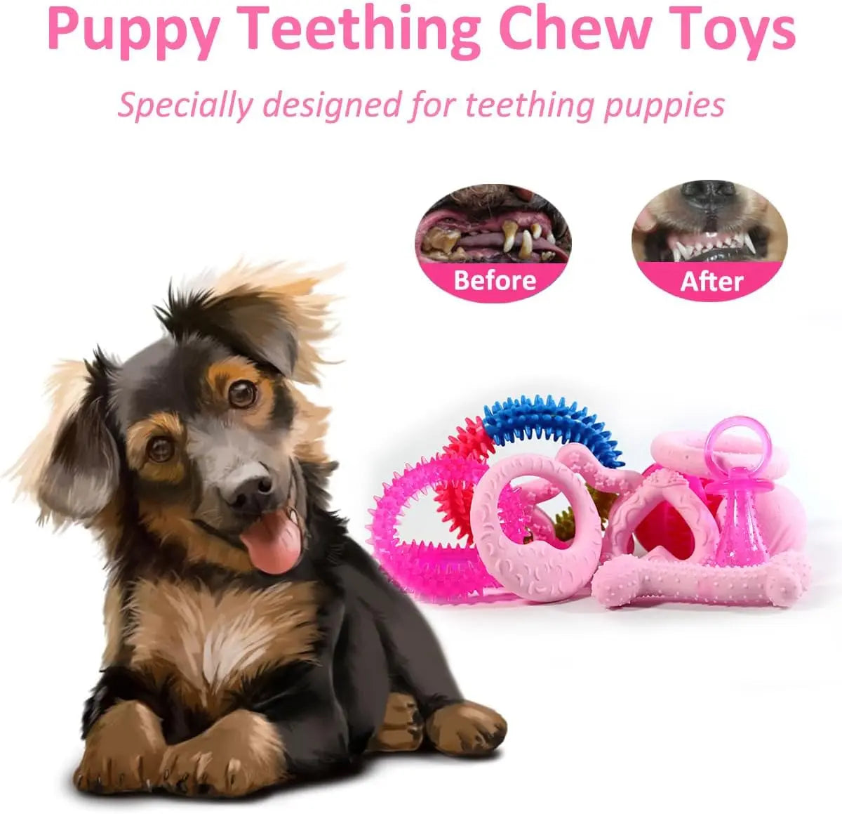 Christmas Dog Toys- Bulk 15 Pack-Puppy Chew Toys for Teething Small Medium Puppies Including Variety Tough Rubber/ Rope Toys-Dog Toys