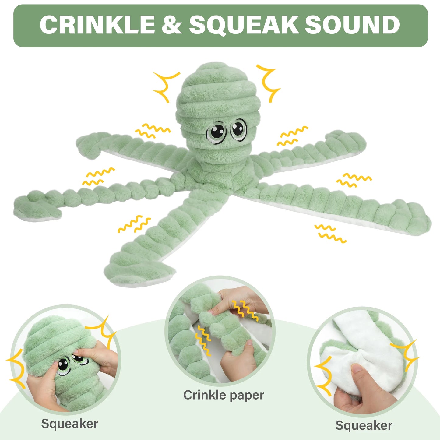Octopus Design Dog teeth Grinding Squeaky Plush Toy- Chewing Toy- Interactive- For S M L Dogs-Dog Toys