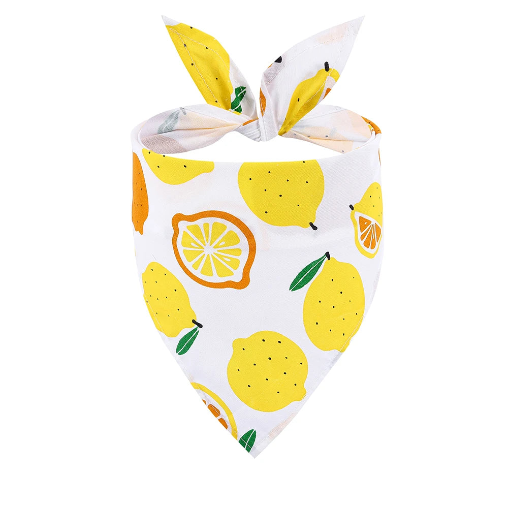 Dog Bandanas- Fruit Floral- Spring Washable-Soft-Scarf Kerchief- Summer- Adjustable for Small Medium Large Dogs-Collars/Leashes