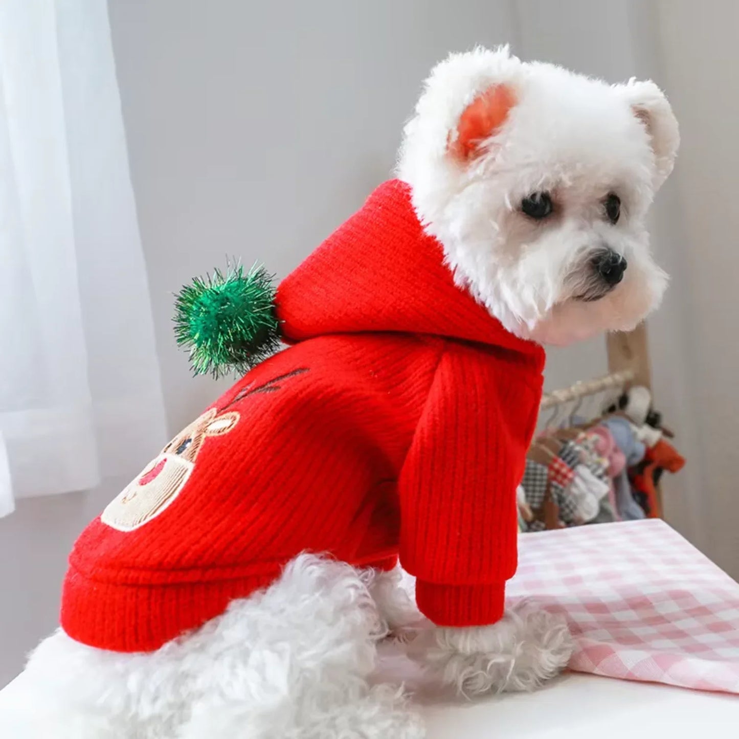Christmas Reindeer Skirt Dress- Warm -Winter-Small Dog Clothes