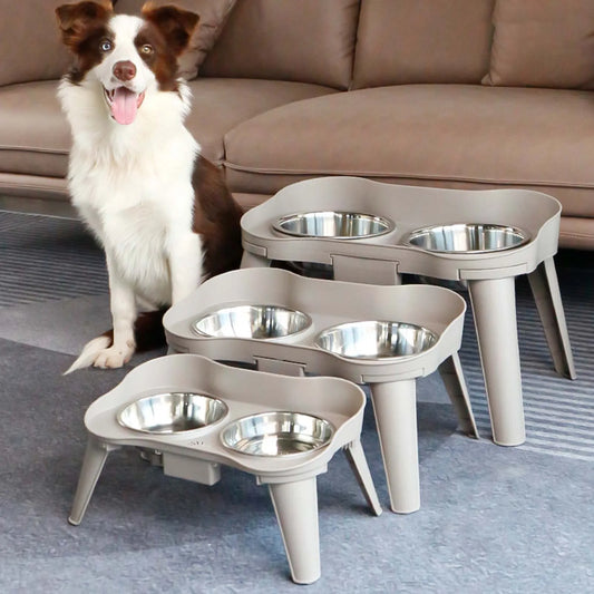 Stainless Steel Elevated Dog Bowl -Non-Slip and No Spill Design Bowl- for Small Medium Large Dogs