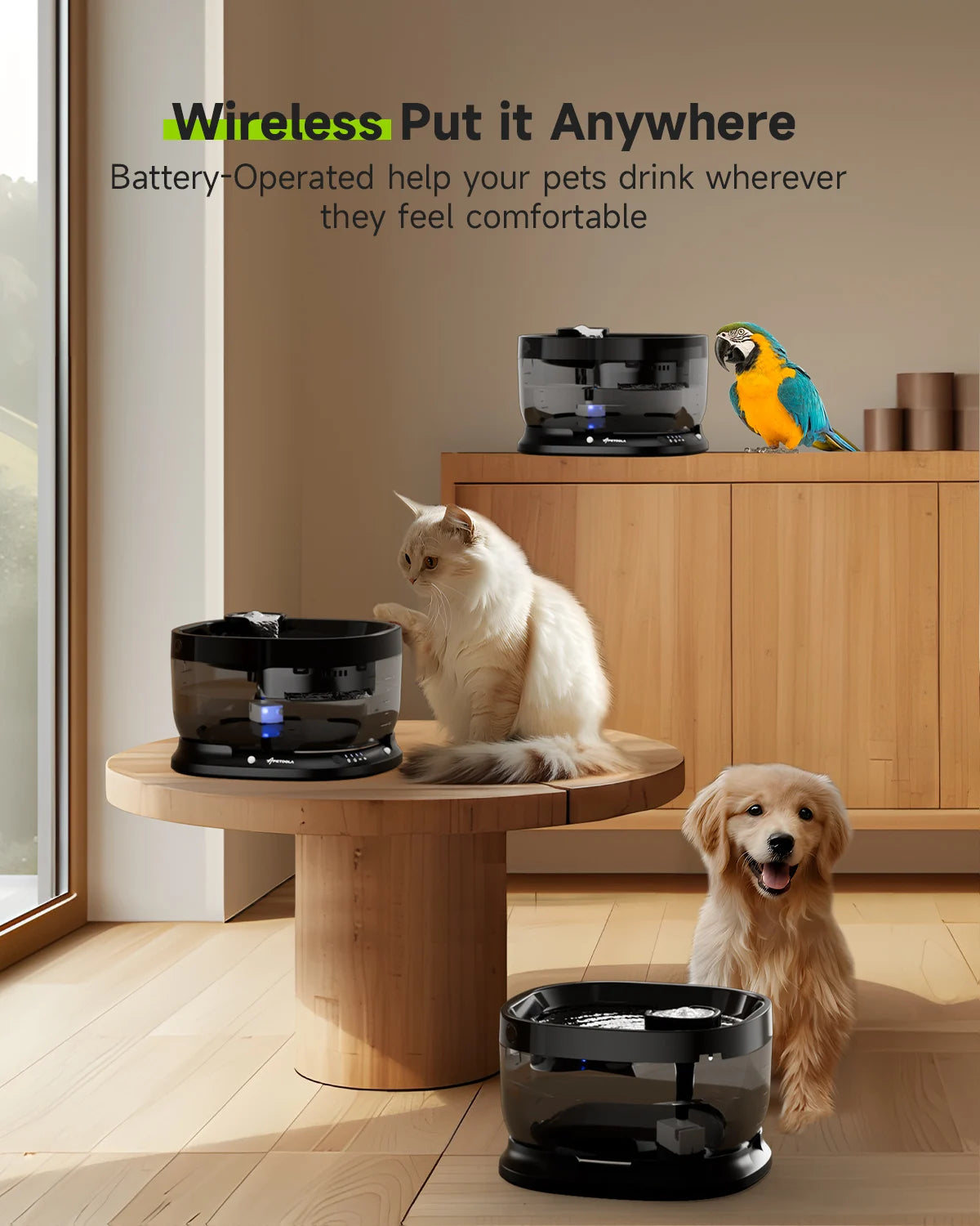 APETDOLA 7L Wireless Dog Water Fountain- Auto Sensor Drinking Fountain Despenser For Pet