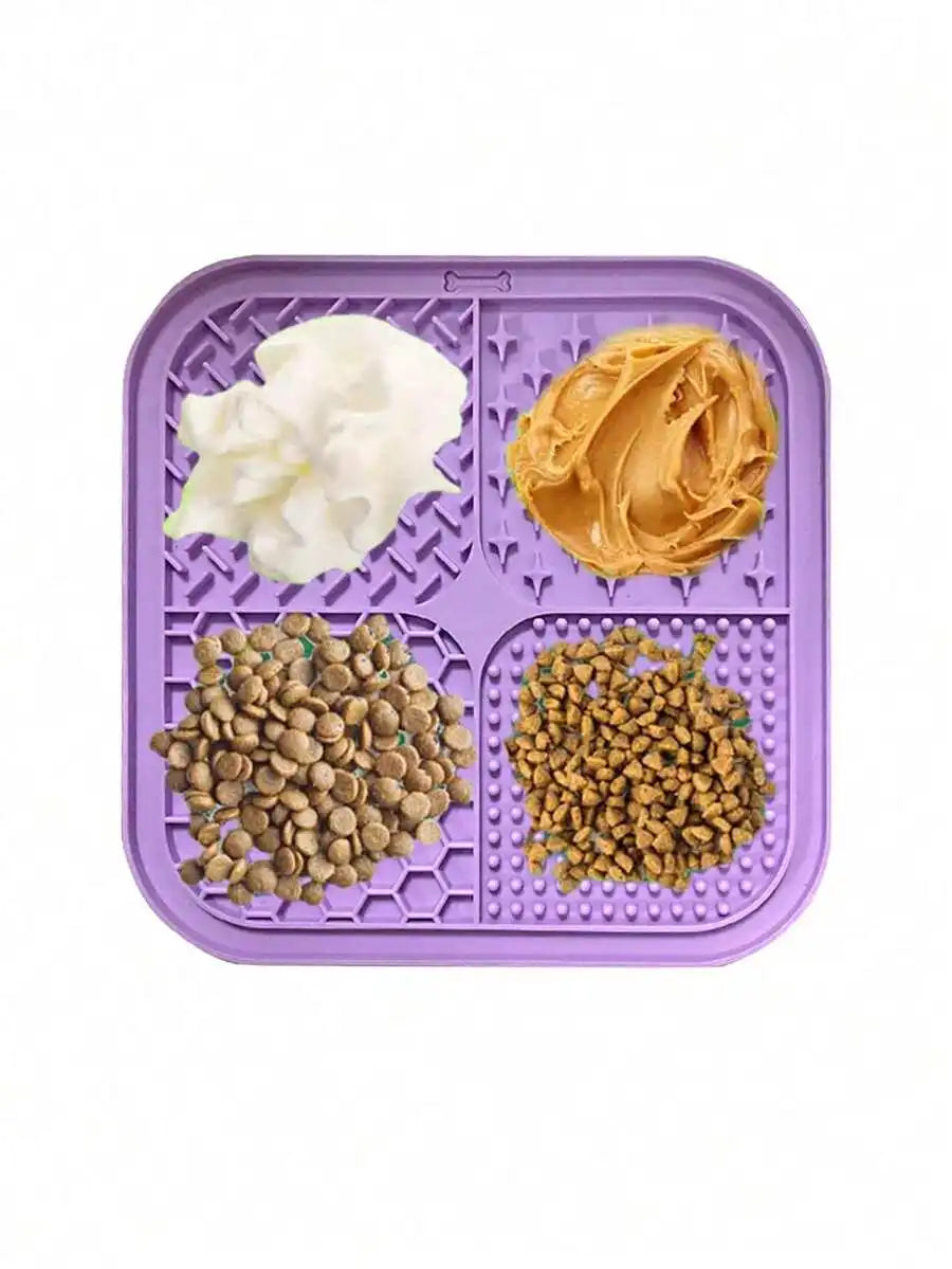 1pc Silicone Pet Slow Food Bowl Mat-For Dogs or Cats- Anti-Choking- Licking Pad With Suction Cup Design-Pet Bowls/Feeding