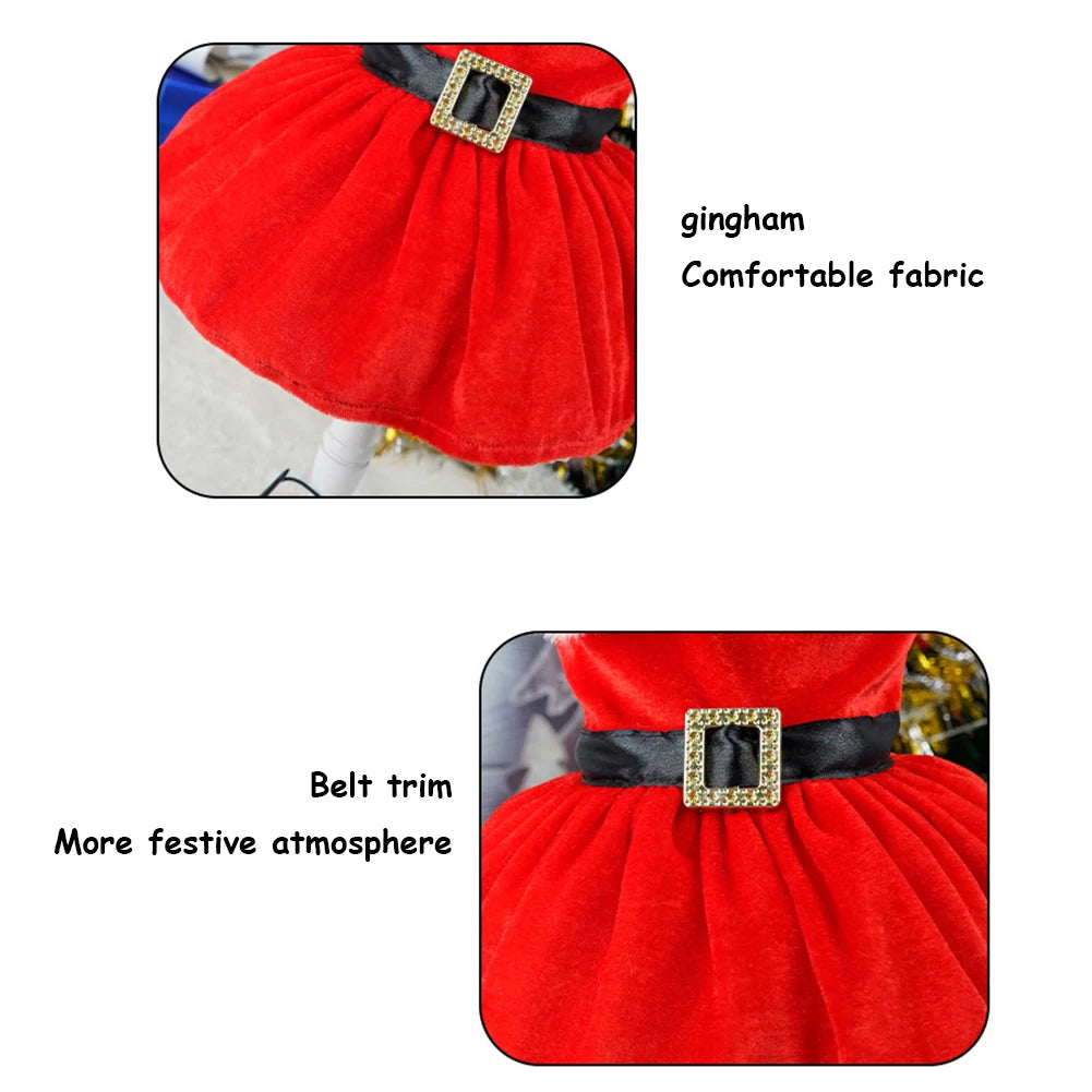 Christmas Dog Girls Winter Dresses- Comfortable Christmas Dog Dress -Soft Red & Green Skirt- Christmas Dress Up