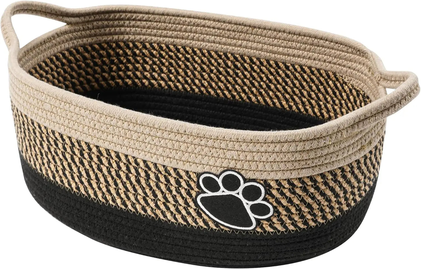 Small Woven Storage Basket with Handle for Organizing Dog Toys-Gog Toys