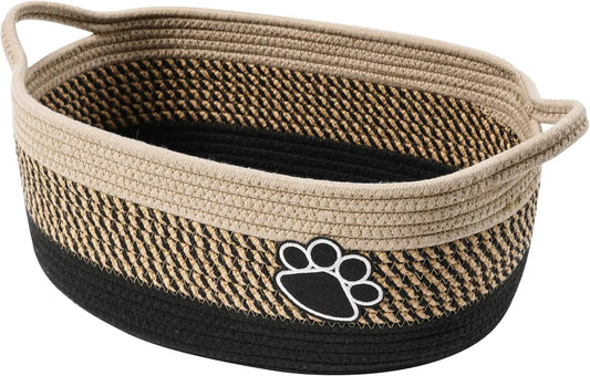 Small Woven Storage Basket with Handle for Organizing Dog Toys-Gog Toys