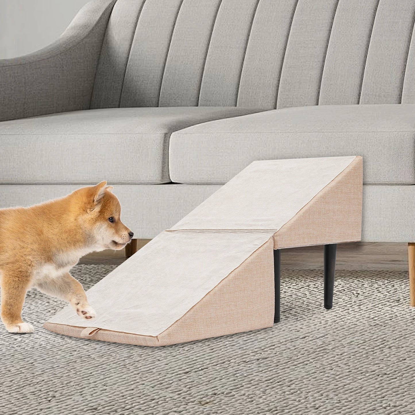 2-in-1 Split Dog Ramp, Lightweight, 80kg/176.37 lbs Load Capacity- Folding Pet Ramps Stairs