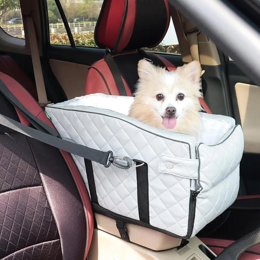 PU Center Console Dog Car Seat for Small Dogs- Up to 12lbs- Portable Dogs Armrest Booster Seat