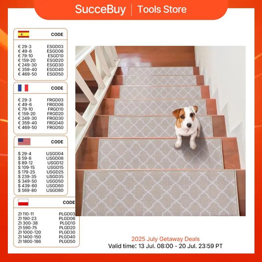 VEVOR Stair Treads Staircase Anti-Slip Mats- 28x9in and 30x8in Stair Carpet Treads- Soft Fabric- Noise proof Stair Mats- Machine Washable