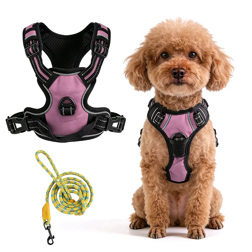 Pet Reflective Nylon Dog Collars Harness Vests Leash- Adjustable- Suitable for Small, Medium/Large Dogs-Collars/Leashes
