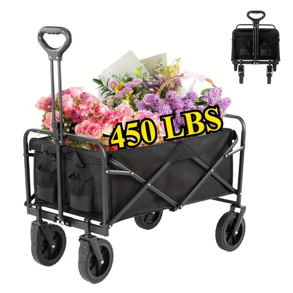 Capacity Heavy-Duty- All-Terrain Folding Cart - Stainless Steel Frame and Foldable -Multi-Purpose Wagon-Pet Accessories