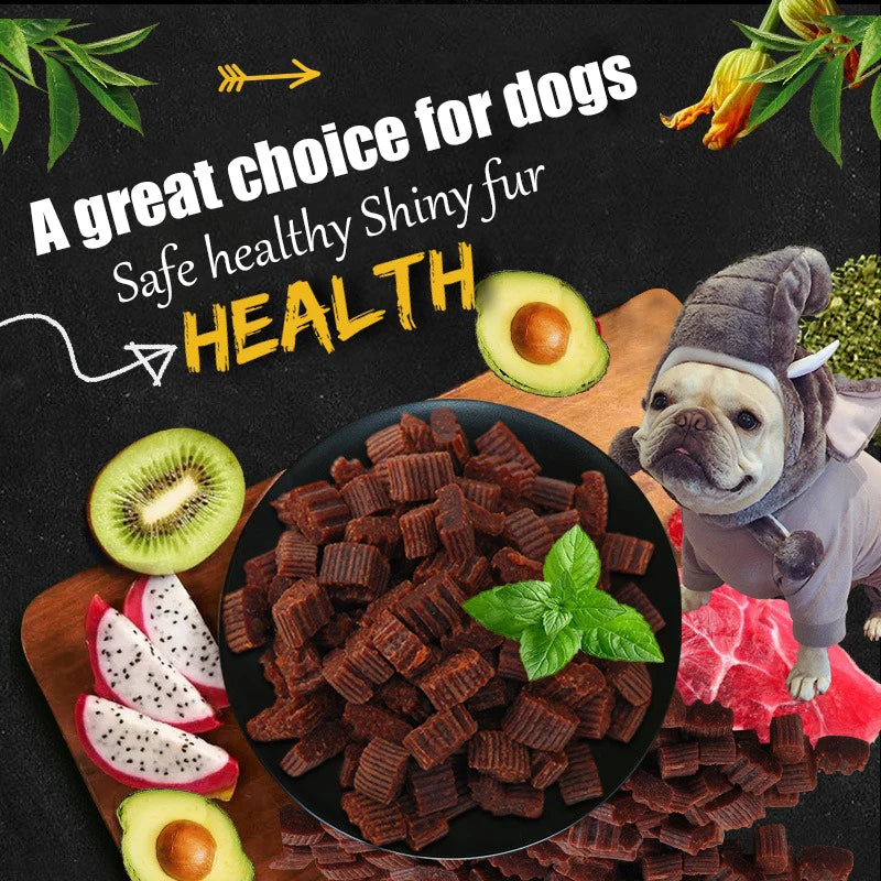 Dog Snacks- Premium Beef Pieces- Appetizing- Digestive Nutritious Delicious Chewy Training Rewards for Adult Dog/ Puppies-Pet Bowls/Feeding