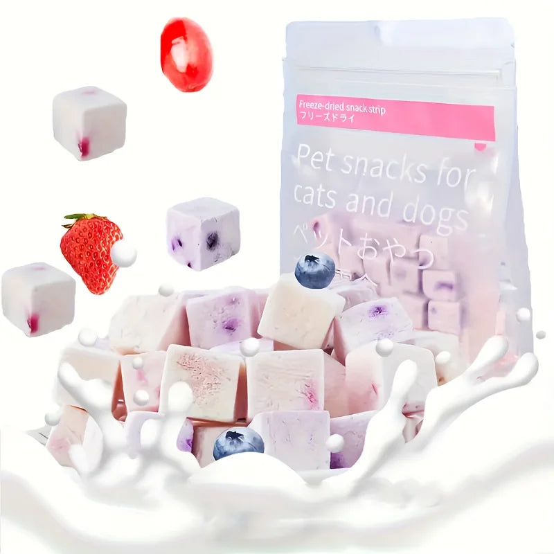 Yogurt Dog Treats-100g/3.53oz-  Fruit Cubes- Made With real Yogurt/Fruit- Healthy- Easily Digestible-Pet Bowls/Feeding