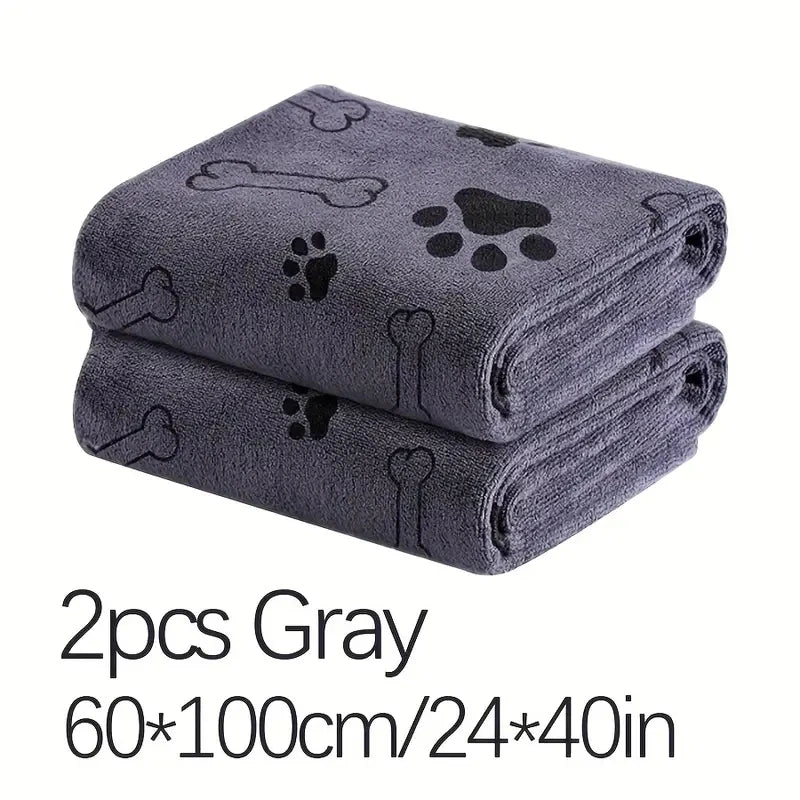 2pcs Soft Microfiber Dog Towels - Quick Drying-Absorbent