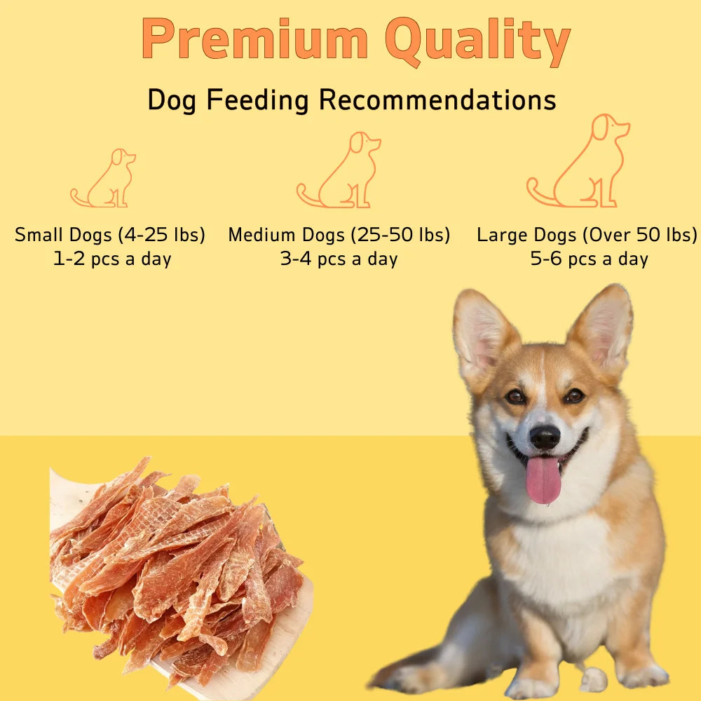 150g/5.29oz  Chicken Jerky/Duck Jerky Dog Treats- For Small, Medium, Large Dogs Made With Real Pure Chicken-Healthy-Pet Bowls/Feeding