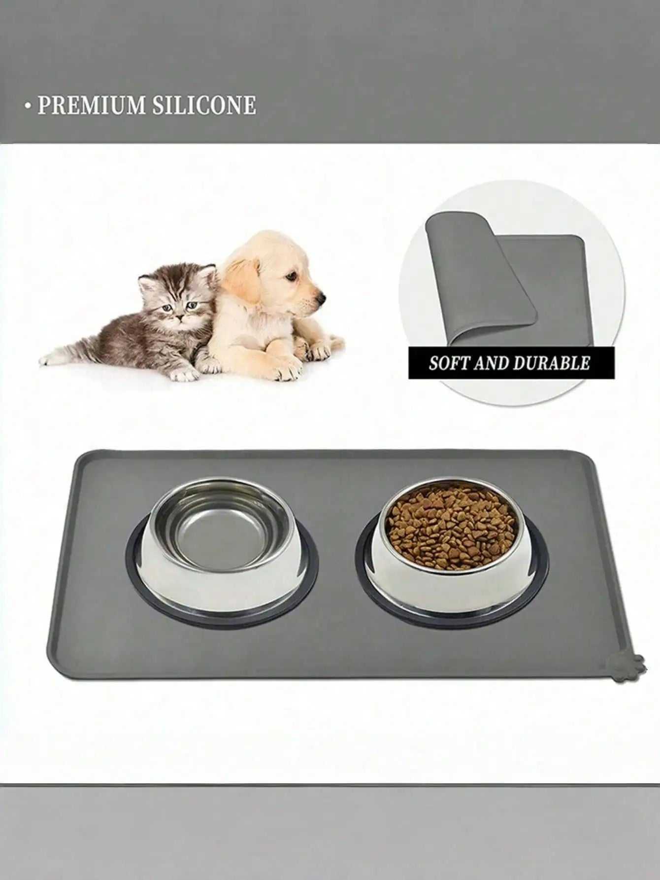 Waterproof Silicone Pet Feeding Mat - Non-Slip- Easy Clean- Durable -Pet Bowls/Feeding