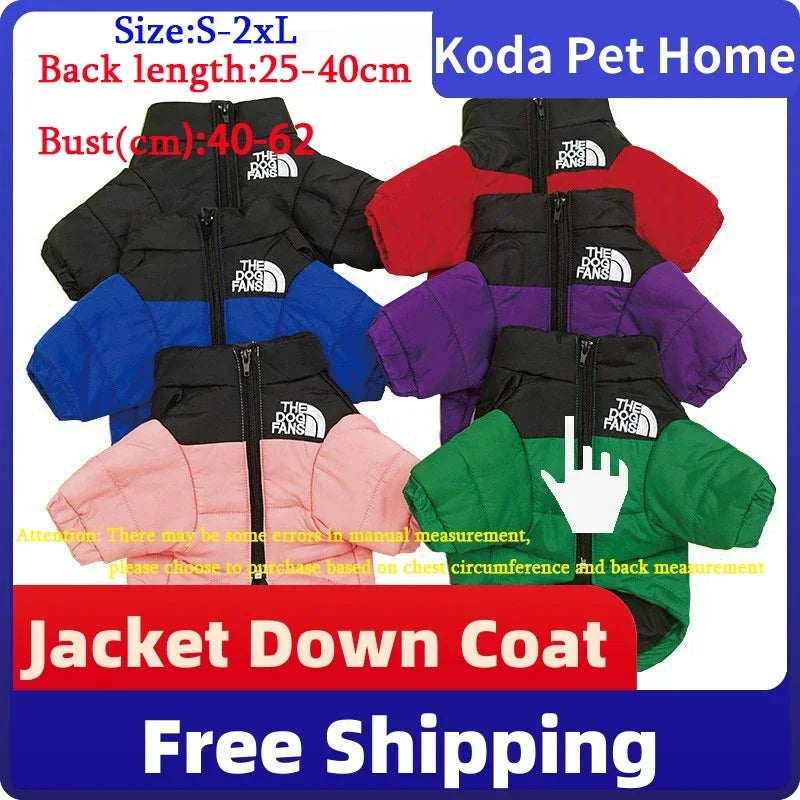 Fashion Dog Coat-Trendy Embroidered Dog Autumn and Winter Cotton Clothing-Thickened Warm Down Clothing