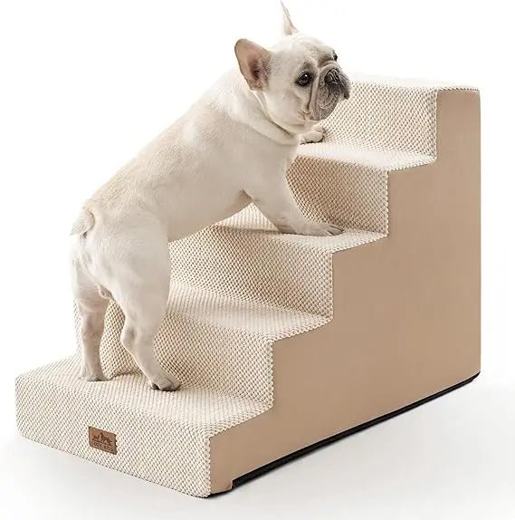 Dog Stairs for Small Dogs, 5 Tier Wider Pet Stairs for High Places, 23.6" H- Non-Slip Dog Steps for Old Cats, Puppies, Small Medium