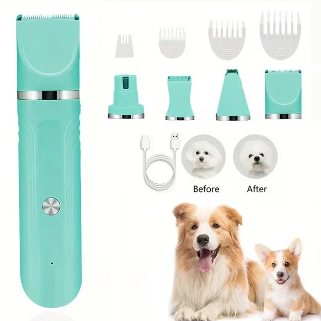 4-in-1 Pet Hair Clippers- Rechargeable Pet Trimmer Kit- Cordless- Electric Grooming Shaver with Comb Guide for Puppy Kitten-Pet Grooming