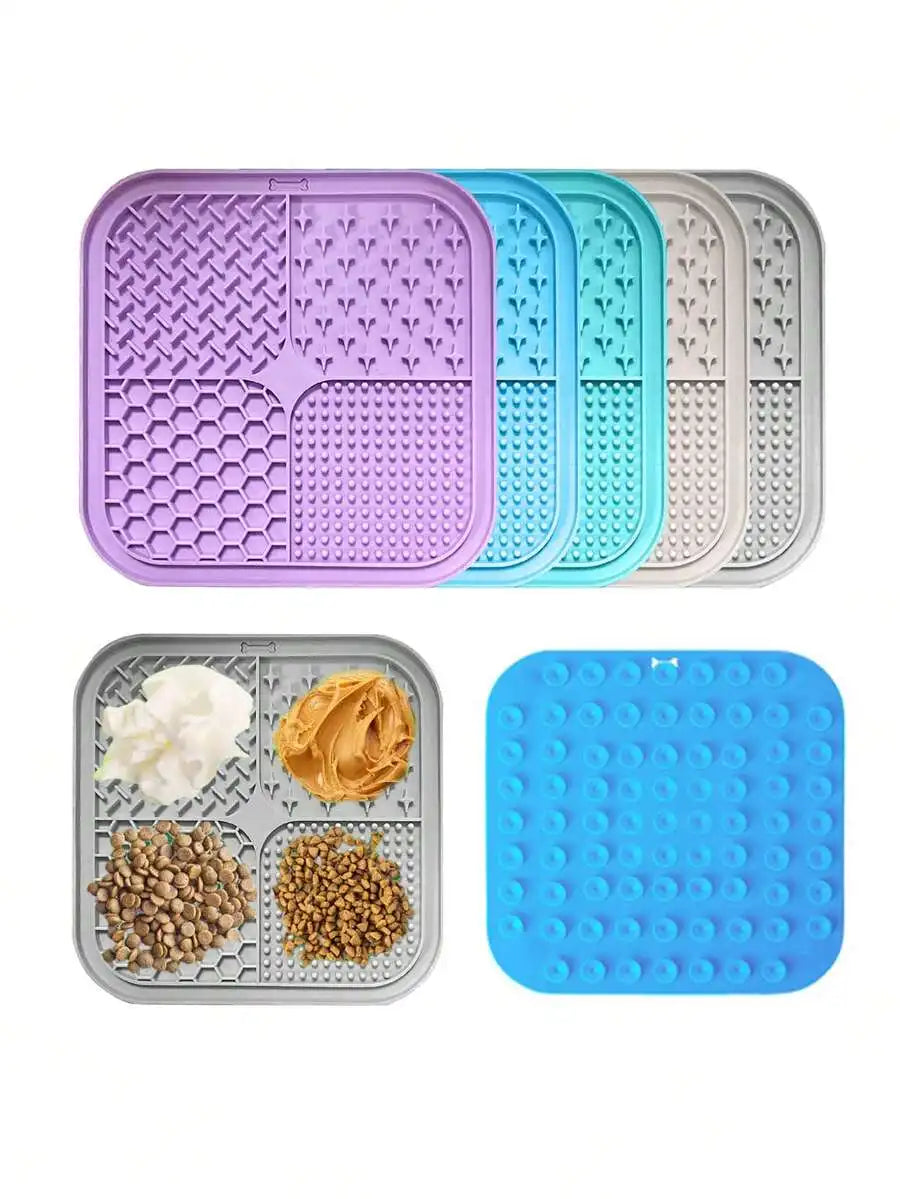 1pc Silicone Pet Slow Food Bowl Mat-For Dogs or Cats- Anti-Choking- Licking Pad With Suction Cup Design-Pet Bowls/Feeding