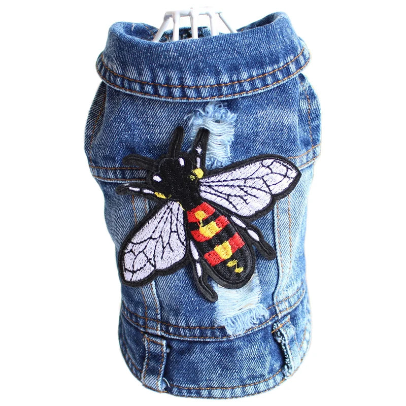 Retro Designer Dog Jeans Jackets Vest for Small Dogs- Handsome Denim Jacket- Durable- Sizes XS-XXL-Costumes/Apparel
