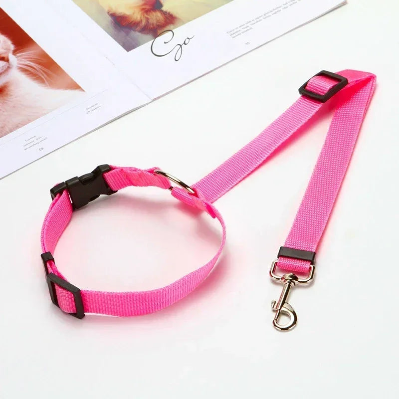 1pc Pet Seat Belt- Car Headrest Restraint- Adjustable Safety Rope- Car Seat Belt for Small Dogs-Collars/Leashes