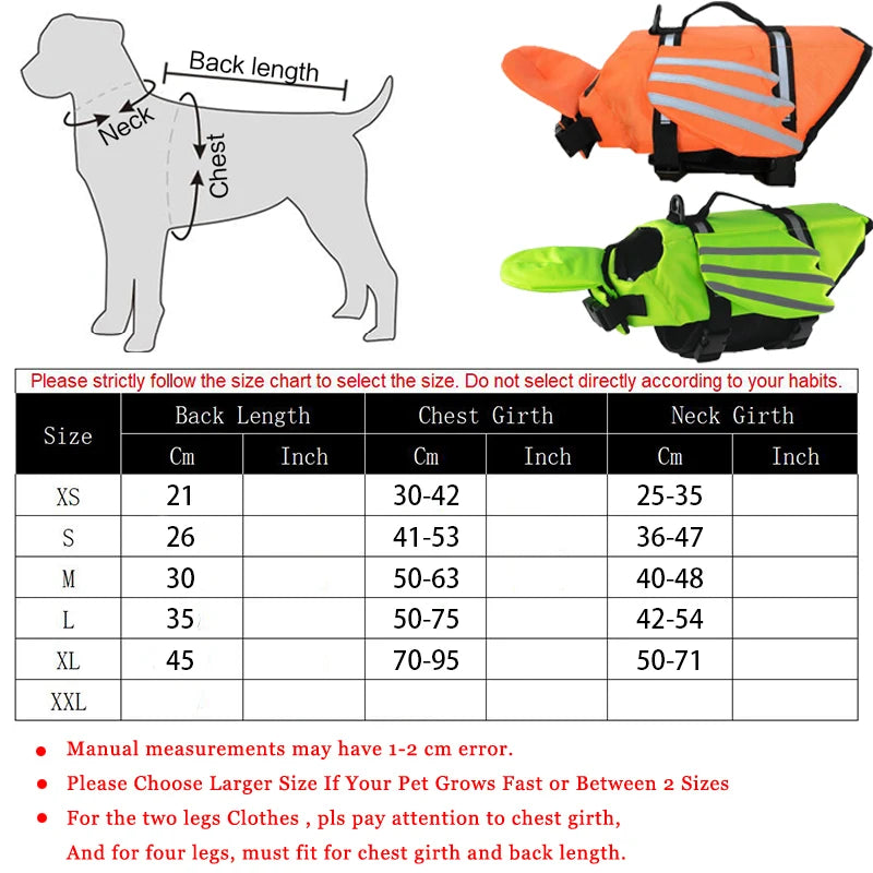 Dog Life Jacket- Reflective- Adjustable- Swimwear Safety Vest -Buoyancy Pet Life Jacket-Pet Accessories