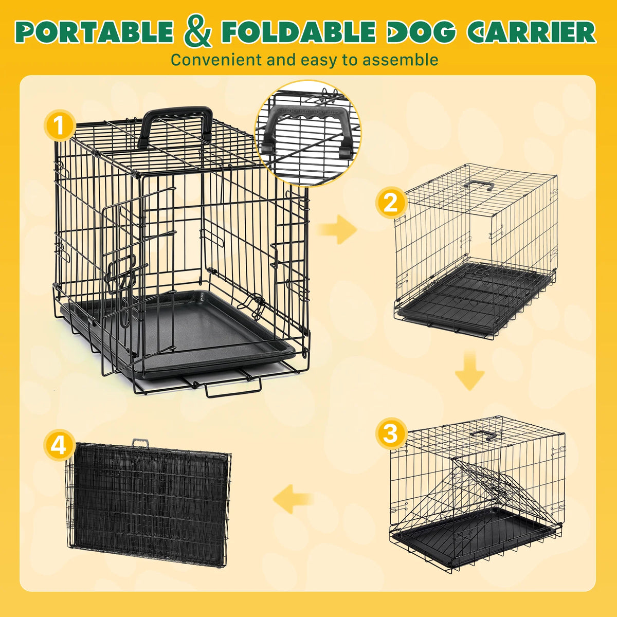 JHK 18 Inch Single Door Dog Crate -Metal  Kennel with Secure Lock- Foldable -Removable Tray for Easy Cleaning- Portable- Small Dogs-Crates