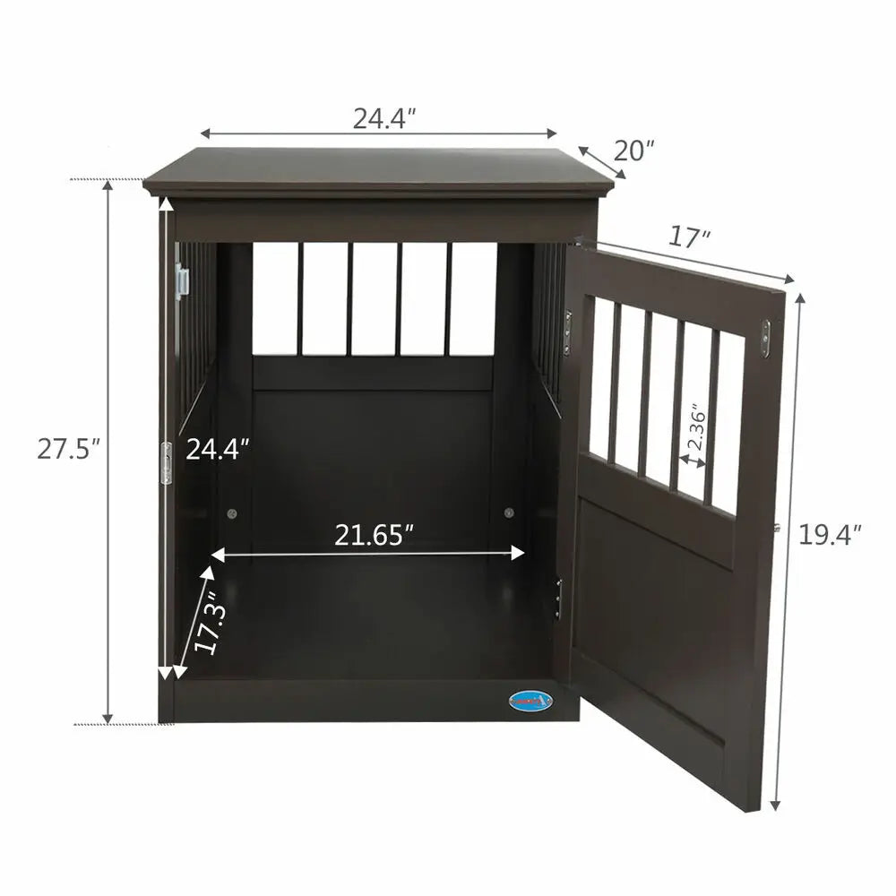 Wooden Dog Crate Kennel- Bed Night Stand- End Table- Wood Furniture Brown New