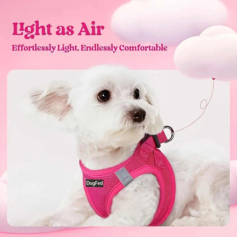 1pc Dog Harness and Leash Set- Breathable Mesh- Reflective Vest- Soft Lightweight-sizes XS to XL-Collars/Leashes