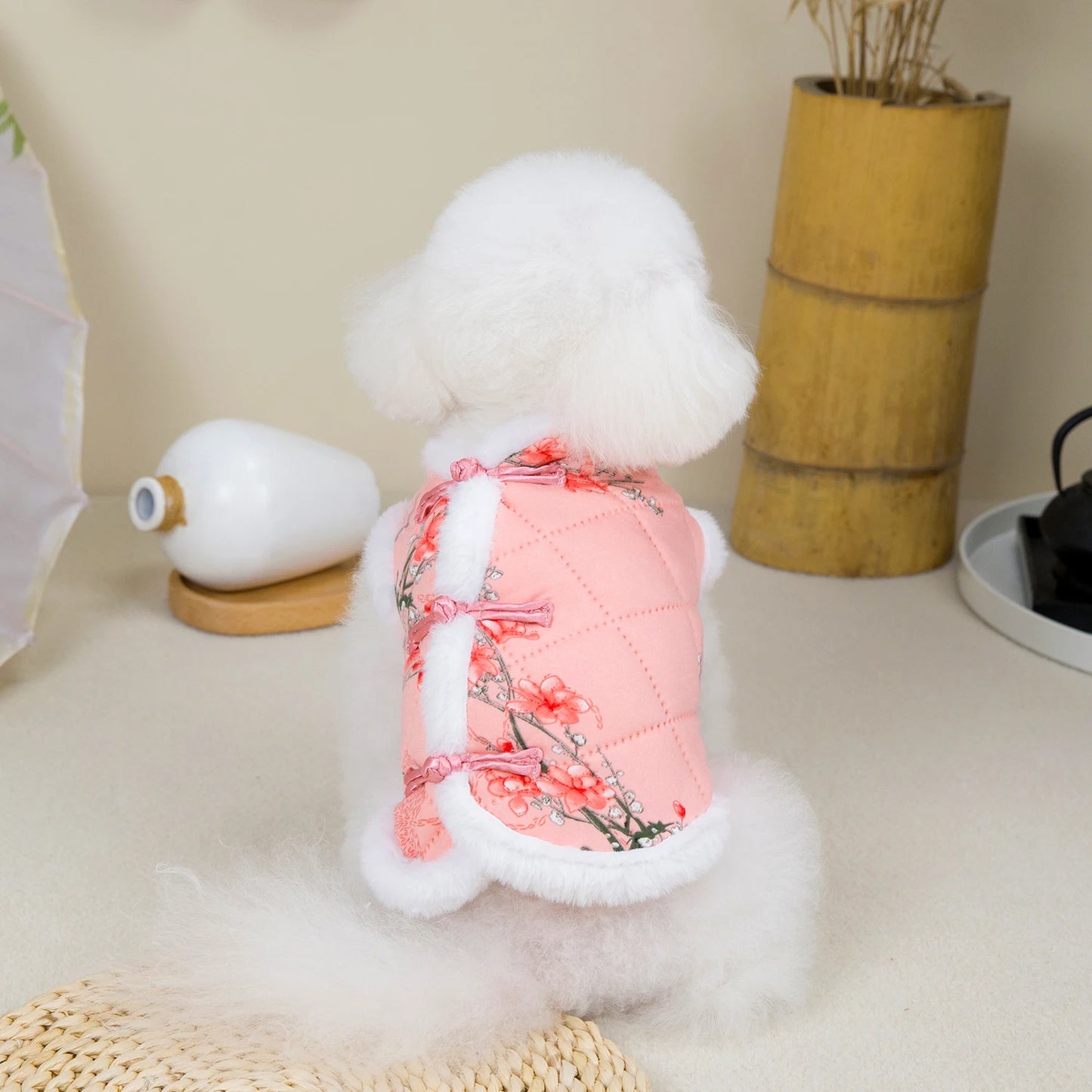 New Year Chinese Style Dog Tang Suit-  Warm Pet Vest Clothes- Festival Small Dogs Winter Jacket - Costume/Apparel