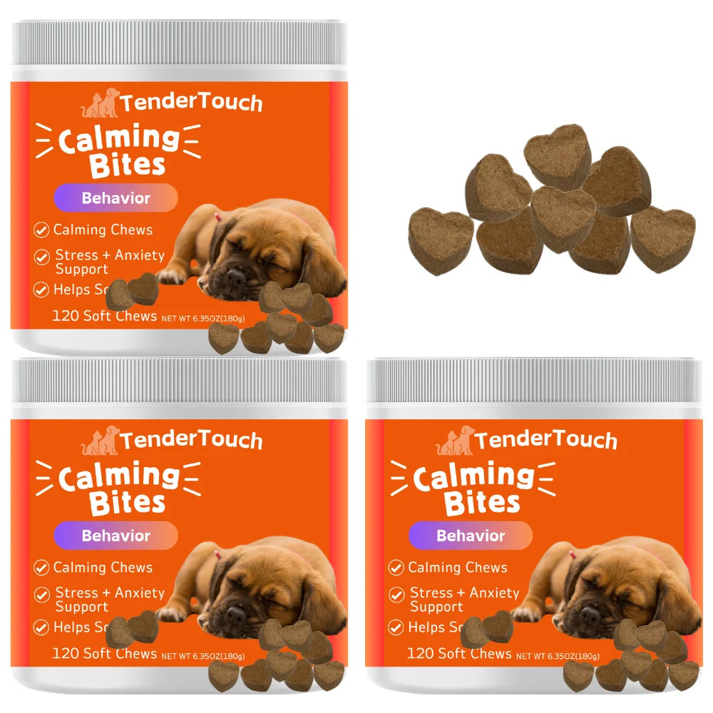 Calming Chews - 3 Pack(3 x 180g/6.35oz) 540g/19.1oz - TenderTouch Calming for Dogs - Helps Anxiety for Everyday Stress-Pet Supplements