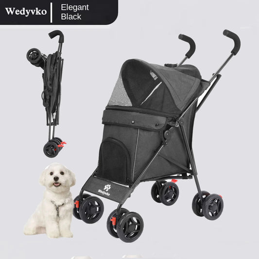 Wedyvko Pet Dog Stroller 4 Wheels Puppy Stroller Rotate with Brakes Storage for Dogs Cats Travel