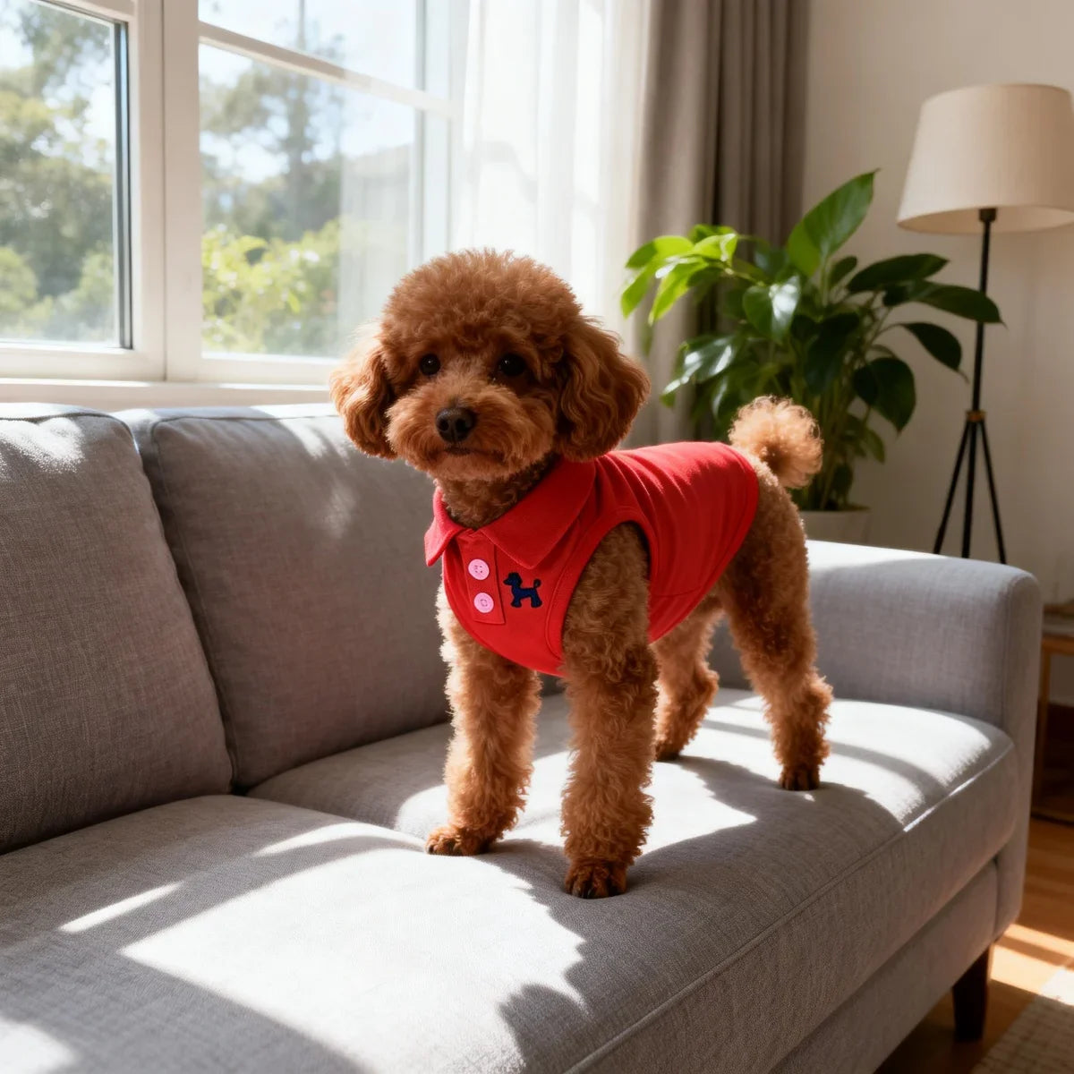 Solid Red Polo Shirts- Puppy Thin Breathable T-shirt- Vest Bipod-Skin Friendly-Delicate-Sizes XS-2XL-Costume/Apparel