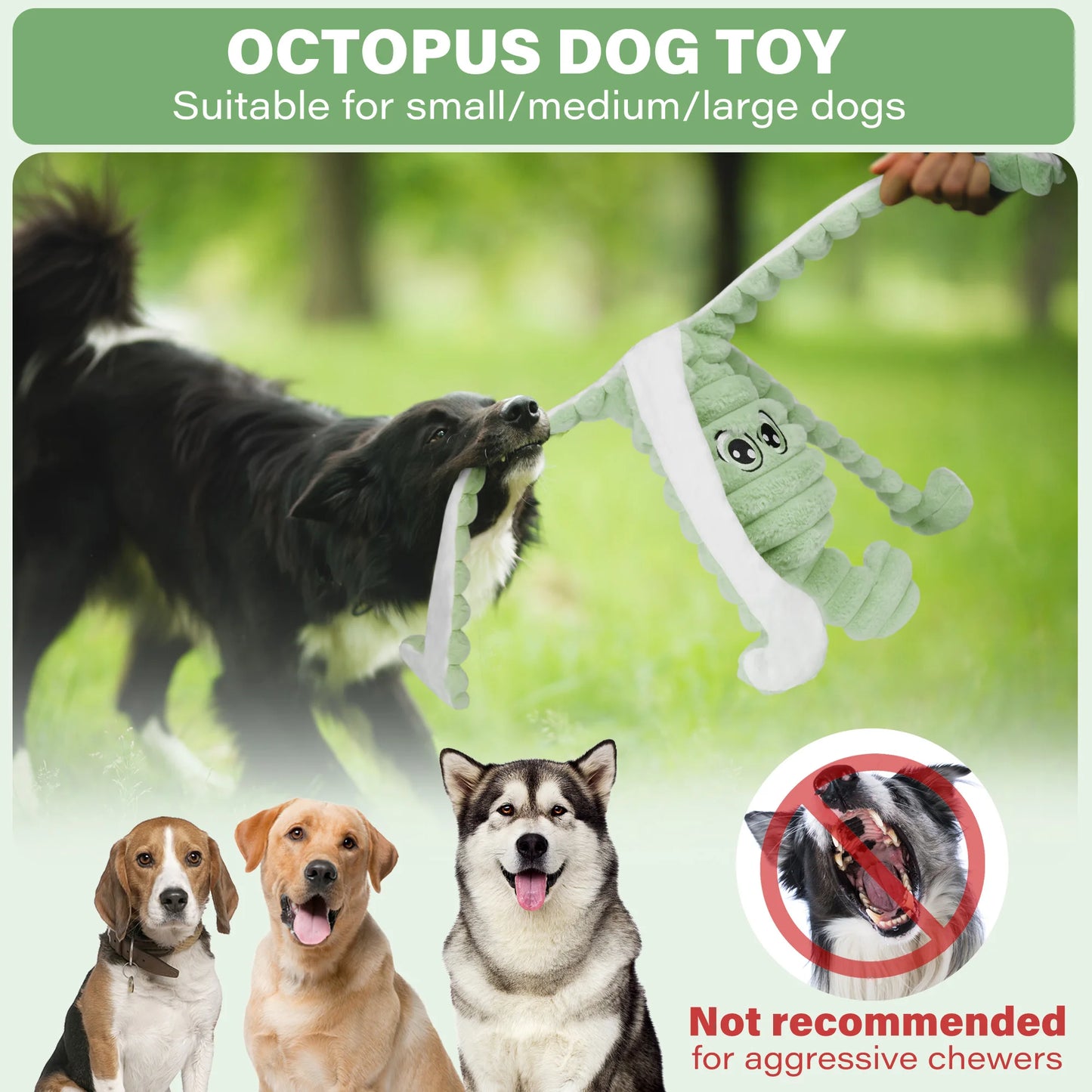 Octopus Design Dog teeth Grinding Squeaky Plush Toy- Chewing Toy- Interactive- For S M L Dogs-Dog Toys