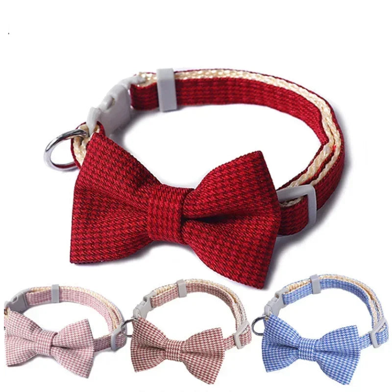Plaid Bow Tie Collar- Adjustable Neck Collar For Small Dogs -Costume/Apparel