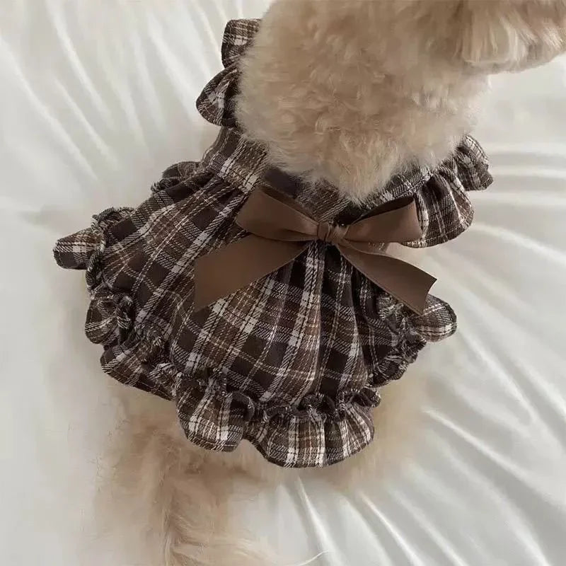 Pet Plaid Skirt- Cute Pumpkin Dog Skirt -Bow-Costumes/Apparel