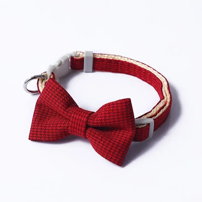 Plaid Bow Tie Collar- Adjustable Neck Collar For Small Dogs -Costume/Apparel