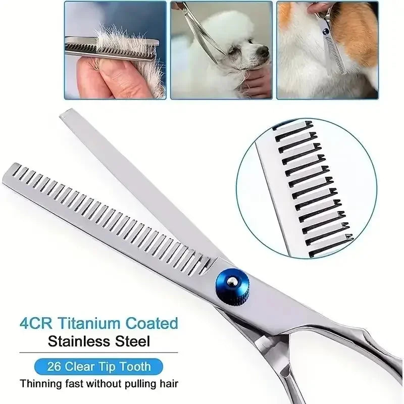 Ambidextrous Pet Safe Scissors- Stainless Steel Dog Grooming Shears with round Head for Precision Trimming-Pet Grooming