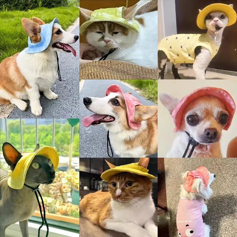 Pets Hat with Ear Holes- Adjustable Baseball Cap for SML Size Dogs- Summer Sun Cap- Costume/Apparel